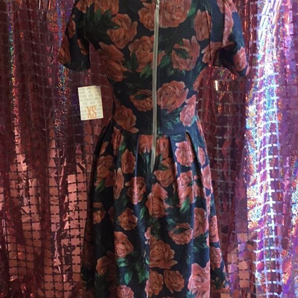 NWT LULAROE AMELIA dress in size extra small vintage rose design - Picture 10 of 15